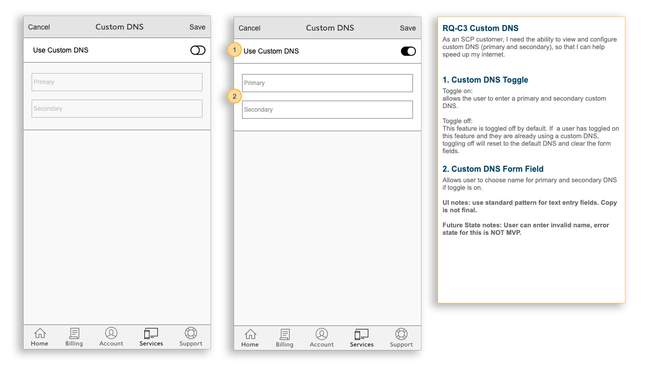 advanced settings wireframes